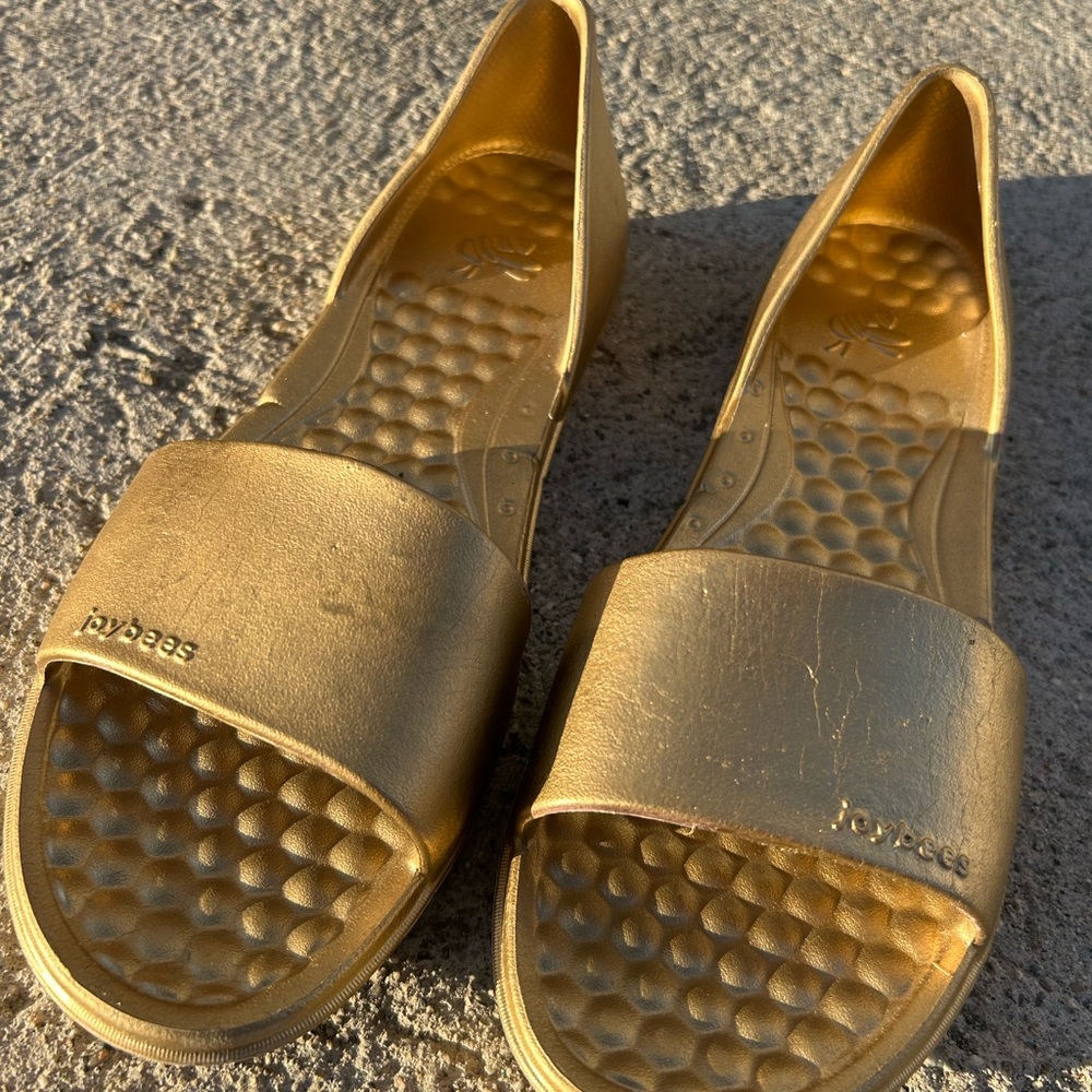 Joybees Eva Gold Women's Slide Sandals size 7